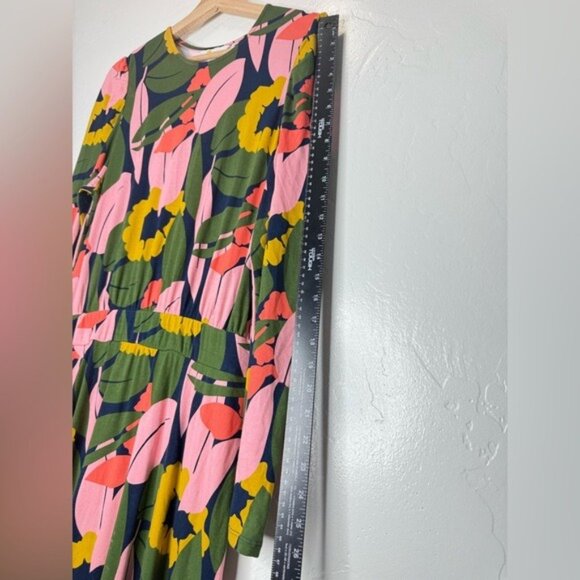 Boden  vibrant women Jersey maxi Dress Highland gold pockets Floral size 8L - Picture 5 of 10